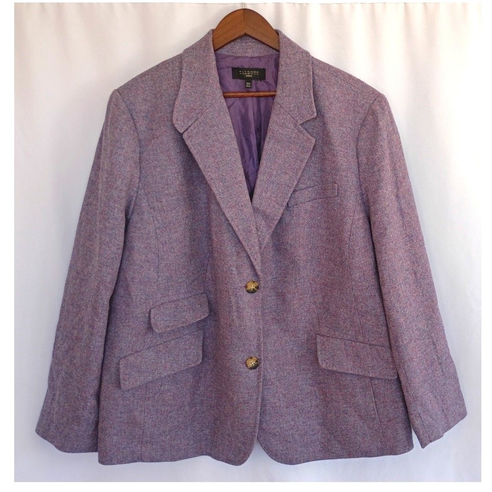 Talbots Women's Purple Wool Blend Tweed Blazer Jacket Size 22W Office Workwear